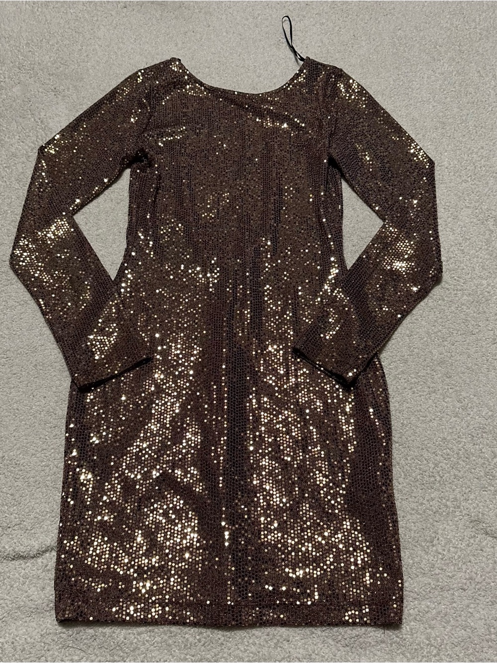 Windsor Bronze/Mauve Sequin Long-Sleeve Mini Dress